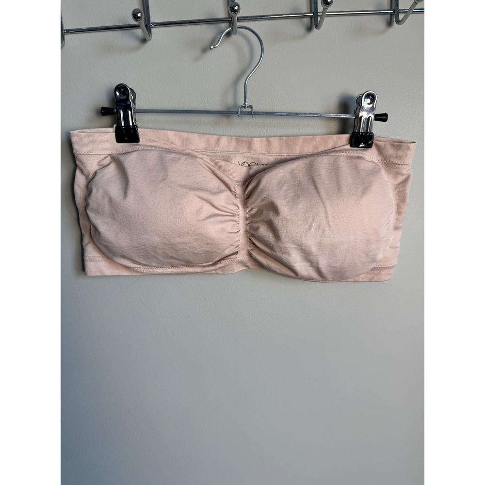 Ti Voglo Womens Pink Bandeau Bra 1X Seamless Padded Wireless Stretch Comfort